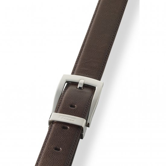 Classic Leather Belt Brown Caviar Leather - Click Image to Close