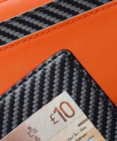 Dress Credit Card & Money Clip Carbon / Orange - Click Image to Close
